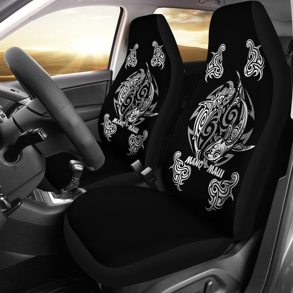 Hawaii Car Seat Covers - Hawaiian Shark Tattoo Universal Fit Black - Polynesian Pride