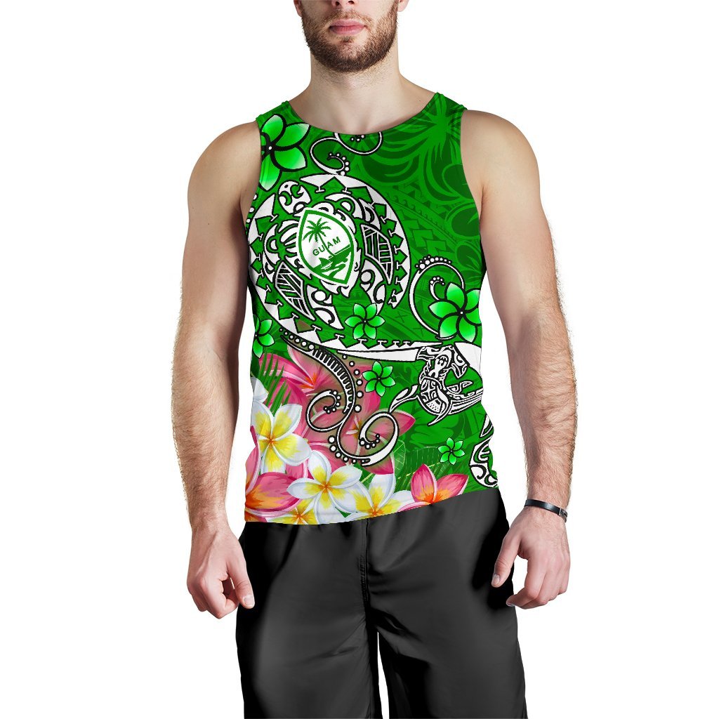 Guam Men's Tank Top - Turtle Plumeria (Green) - Polynesian Pride