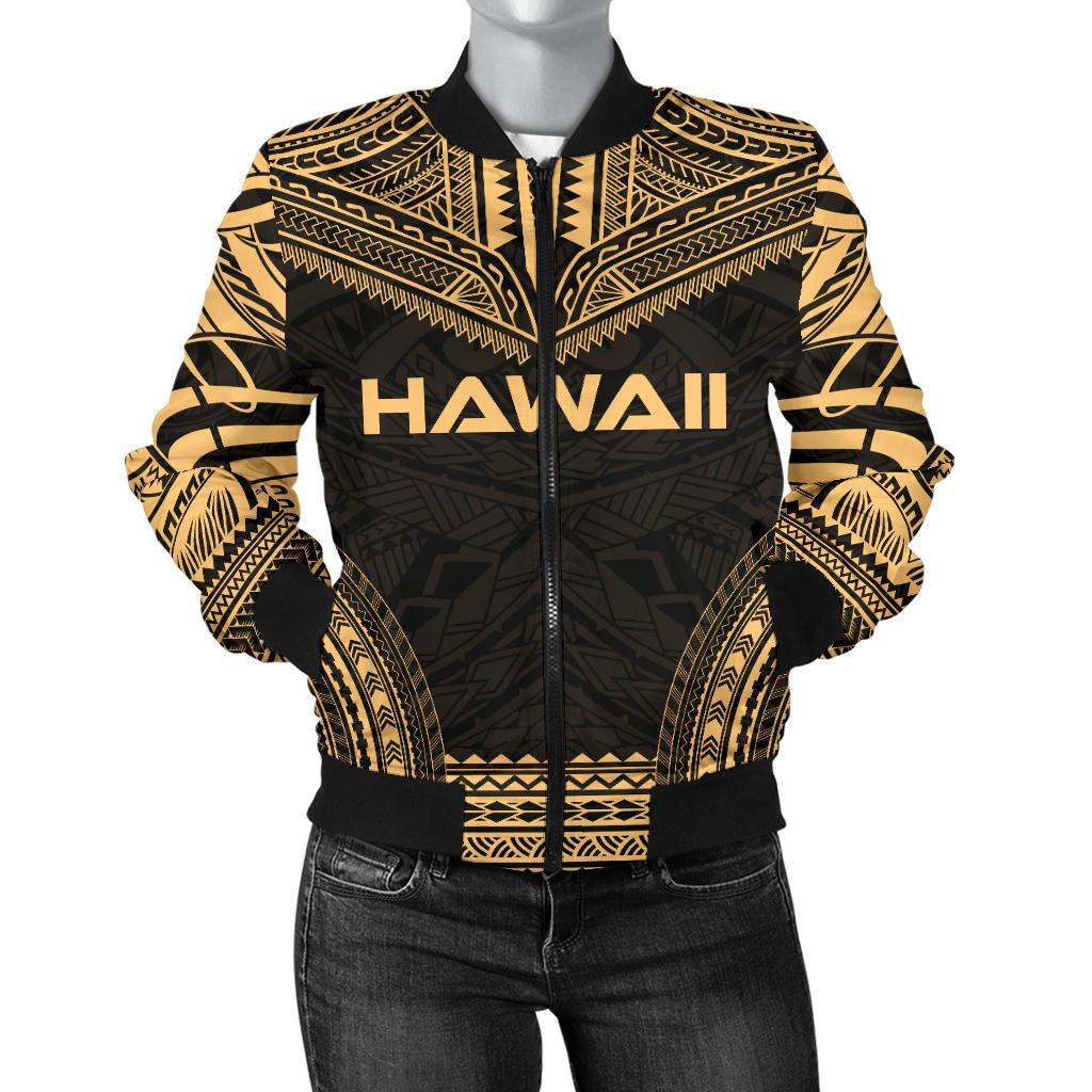 Hawaii Polynesian Chief Women'S Bomber Jacket - Gold Version Gold - Polynesian Pride