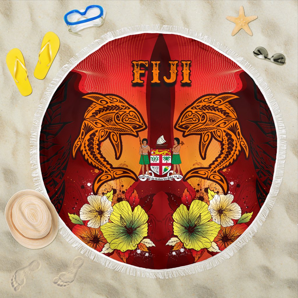 Fiji Beach Blanket - Tribal Tuna Fish Beach Blanket One Size Orange - Polynesian Pride