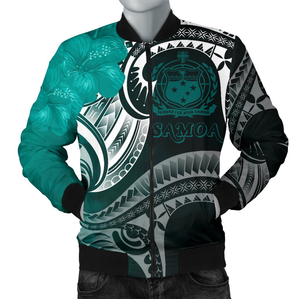 Samoa Men's Bomber Jacket - Samoa Seal Wave Style (Green) Green - Polynesian Pride