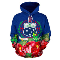 Samoa Polynesian Hoodie Flag Hibiscus - Polynesian Pride