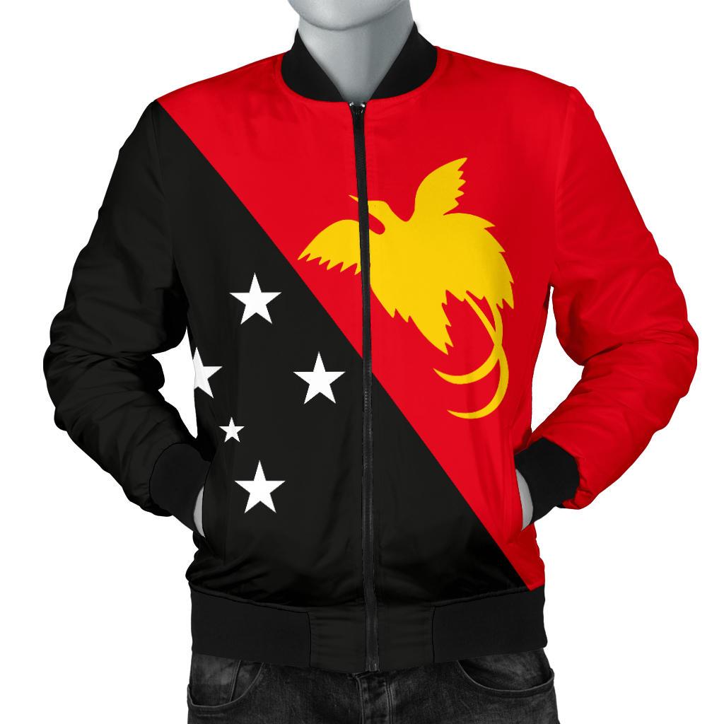 Papua New Guinea Flag Men's Bomber Jackets Black & Red - Polynesian Pride