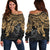 Polynesian Hawaii Women's Off Shoulder Sweater - Gold Turtle Gold - Polynesian Pride