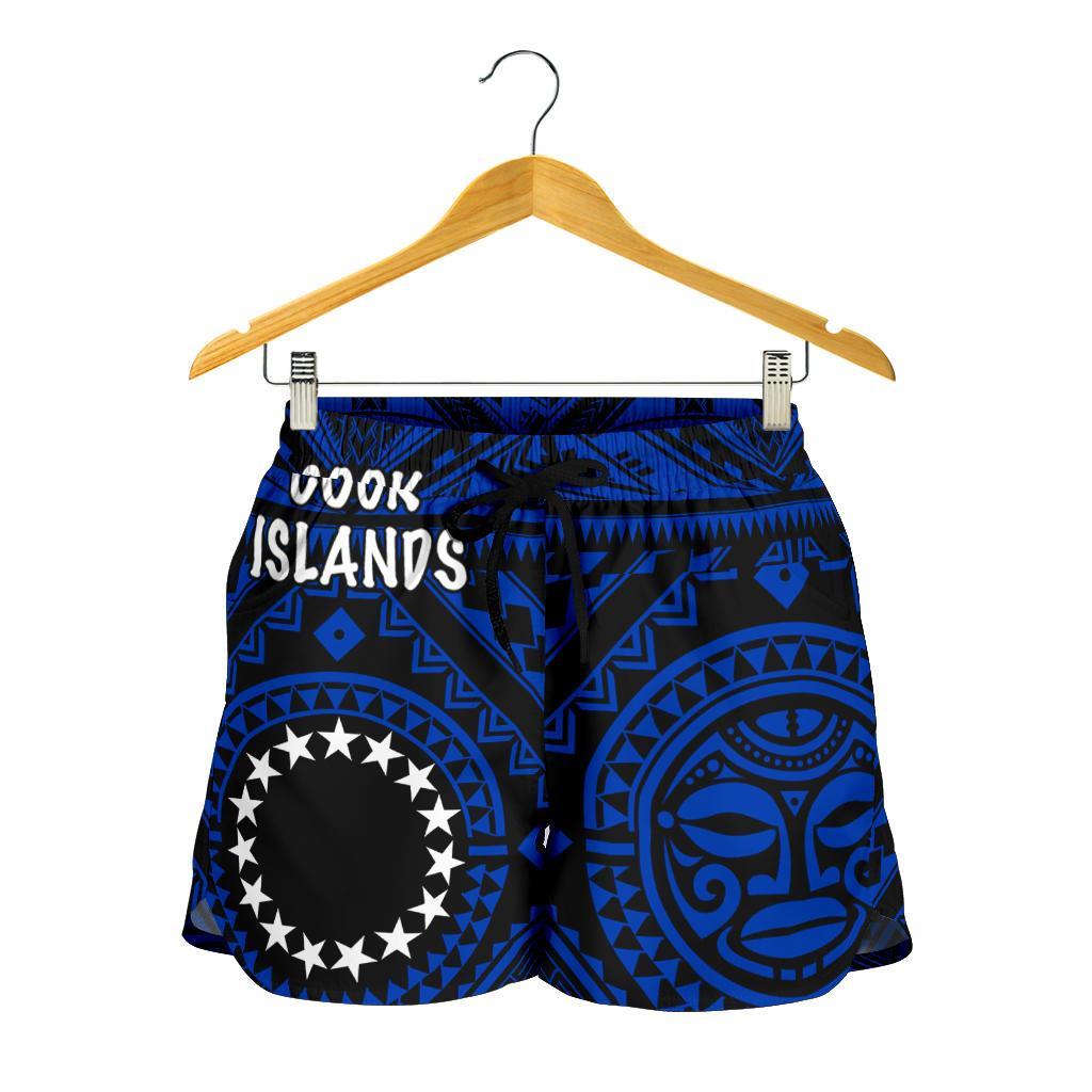 Cook Island Women's Shorts - Seal With Polynesian Tattoo Style ( Blue) - Polynesian Pride