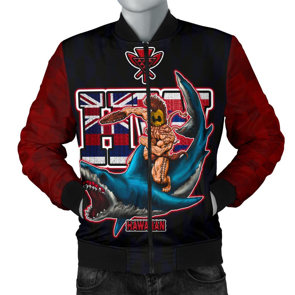 Polynesian Hawaii Men's Bomber Jacket - Shark Warrior - Polynesian Pride