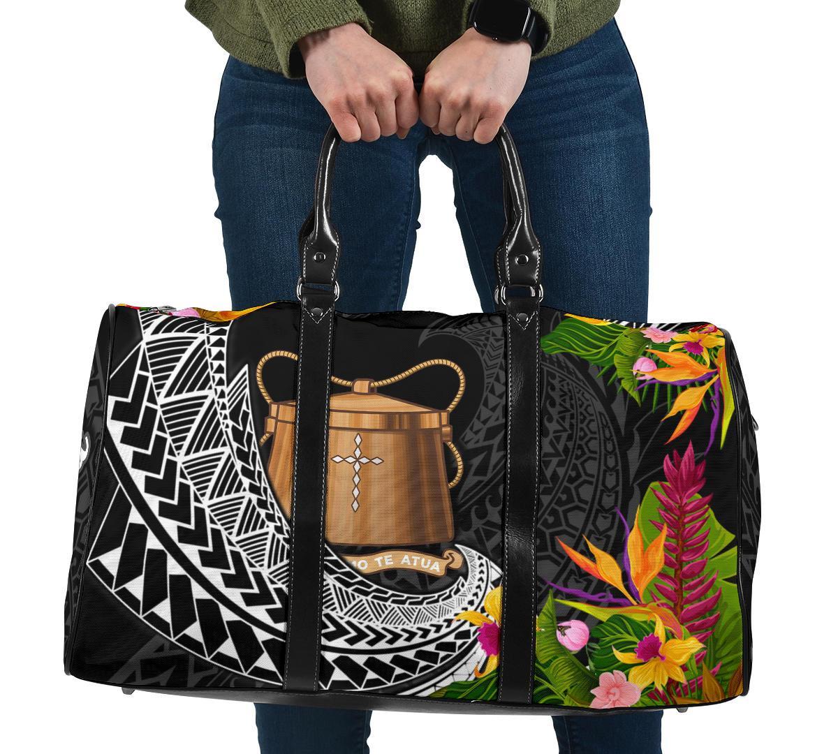 Tokelau Travel Bag - Custom Personalised Seal Spiral Polynesian Patterns Travel Bag - Black - Tokelau One size Black - Polynesian Pride