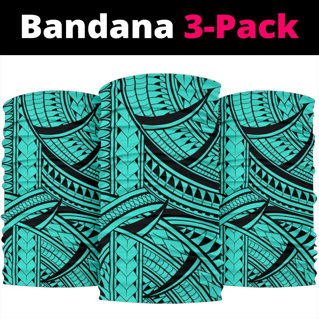 Polynesian Lines Tatau Turquoise Unisex Bandana One Size Blue - Polynesian Pride