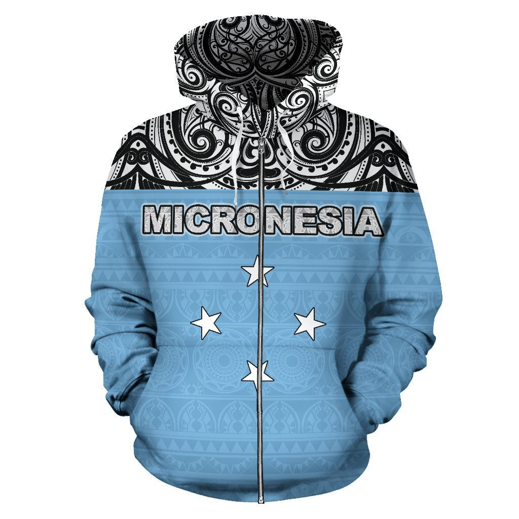 Federated States of Micronesia All Over Zip up Hoodie Polynesian Hoodie Style - Polynesian Pride
