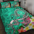 Hawaii Quilt Bed Set - Turtle Plumeria Polynesian Tattoo Turquoise Color Turquoise - Polynesian Pride