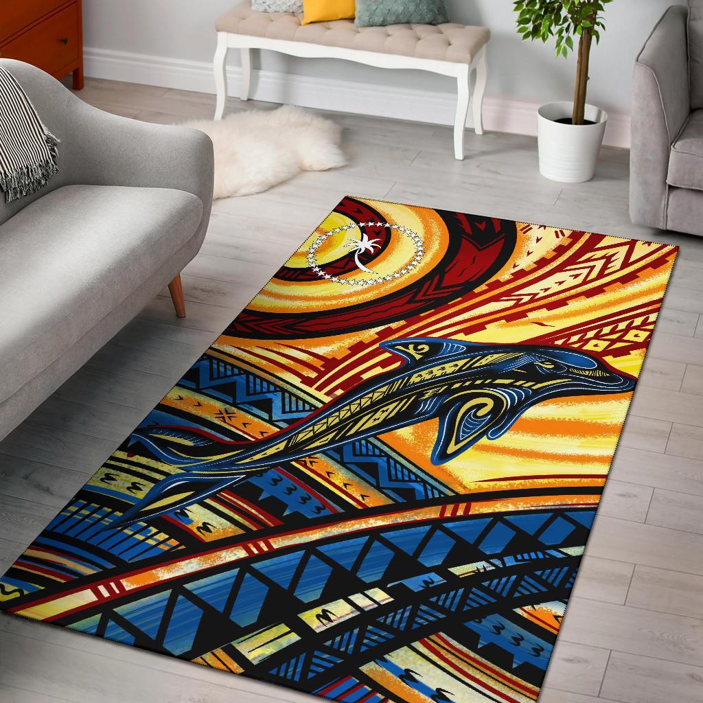 Chuuk Area Rug - Dolphin Surfing Yellow - Polynesian Pride