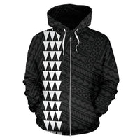 Polynesian Kakau Hammerhead Shark Map of Hawaii Custom Zip Hoodie White - Polynesian Pride