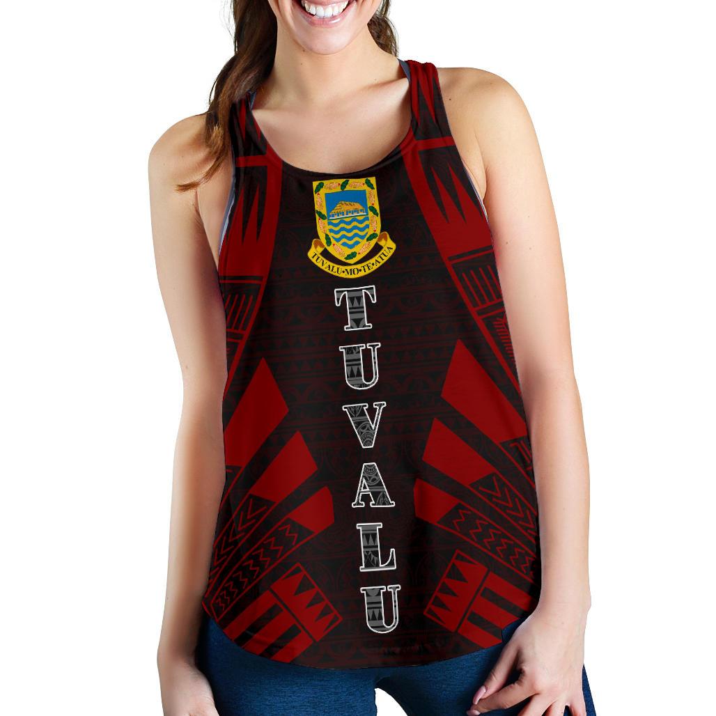 Tuvalu Women Racerback Tank - Polynesian Tattoo Red Red - Polynesian Pride