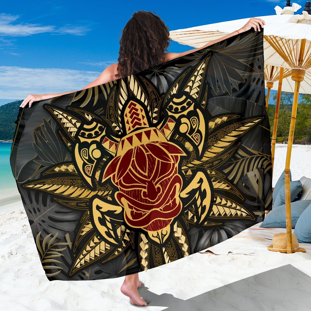 Hawaii Turtle Polynesian Tropical Gold Sarong - Alone Style - AH Sarong One Size Gold - Polynesian Pride