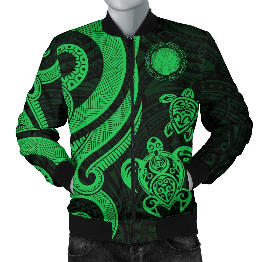 Northern Mariana Men's Bomber Jacket - Tentacle Turtle Green Green - Polynesian Pride