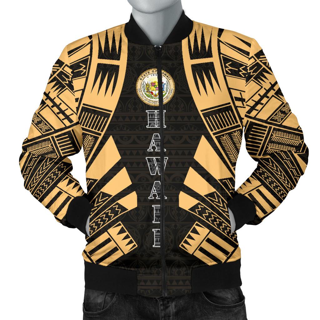 Hawaii Men Bomber Jackets - Polynesian Tattoo Gold Gold - Polynesian Pride