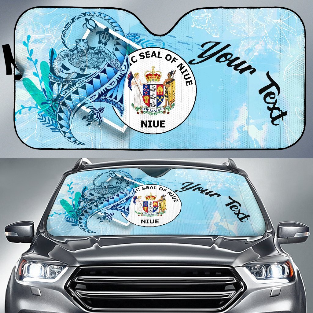 Niue Auto Sun Shades - Custom Personalised Polynesian Turtle Under The Sea Auto Sun Shade - Niue Universal Fit Blue - Polynesian Pride