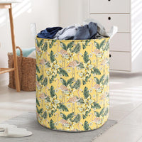 Tropical Flamingo Yellow Hawaii Laundry Basket AH Laundry Basket - 1 One Size White - Polynesian Pride