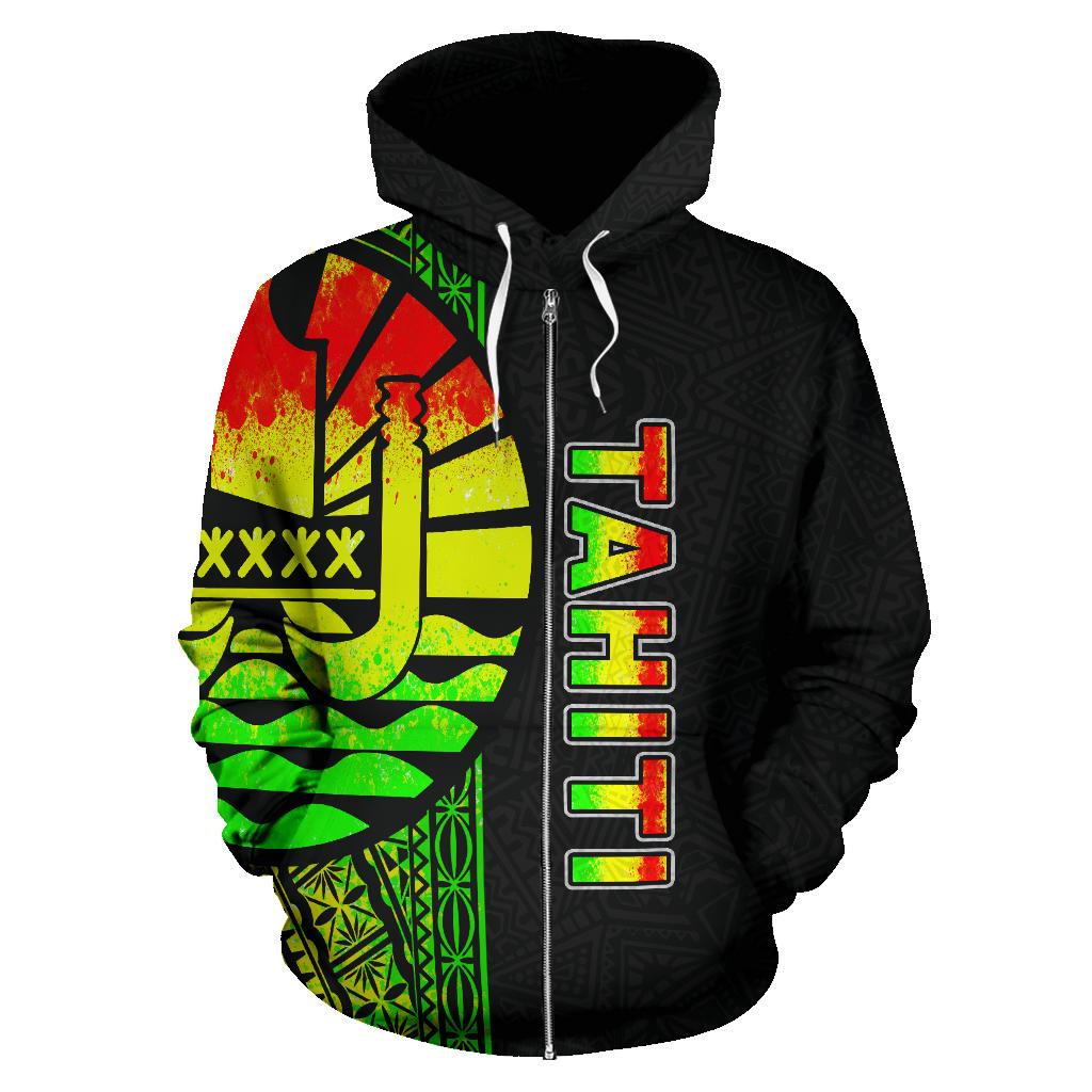 Tahiti (French Polynesia) Polynesian Zip up Hoodie Reggae Line - Polynesian Pride