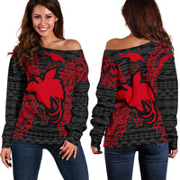Papua New Guinea Polynesian Shoulder Sweater Map Red Red - Polynesian Pride