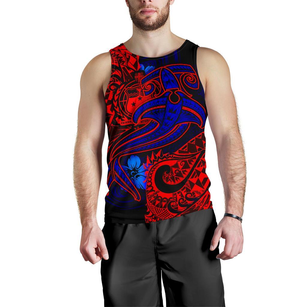 Samoa Men's Tank Top - Blue Shark Polynesian Tattoo - Polynesian Pride