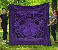 Hawaii Polynesian Pele Kanaka Premium Quilt Purple Purple - Polynesian Pride