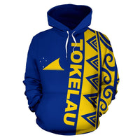 Tokelau Polynesian Hoodie Tokelau Flag Polynesian Tattoo Half 02 - Polynesian Pride