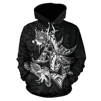 American Samoa Polynesian Custom Hoodie Eagle Coat of rms - Polynesian Pride