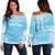 Fiji Polynesian Chief Custom Personalised Women's Off Shoulder Sweater - Flag Version Blue - Polynesian Pride