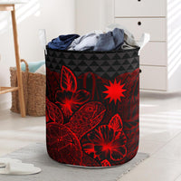 Nauru Laundry Basket - Polynesian Turtle Hibiscus Red Laundry Basket One Size Red - Polynesian Pride