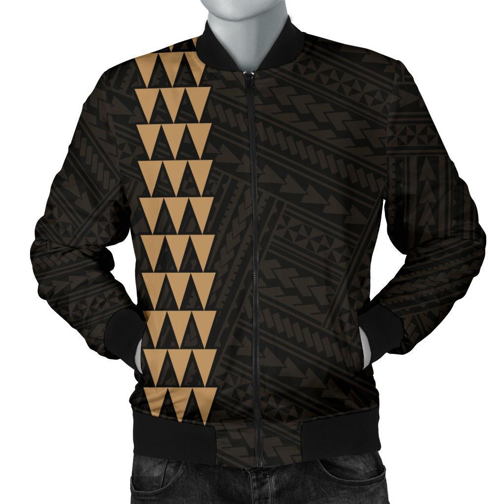 Hawaii Kakau Polynesian Coat Of Arms Personalized Men's Bomber Jacket - Gold Gold - Polynesian Pride