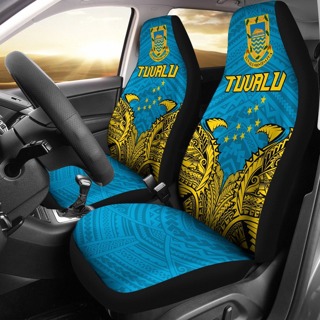 Tuvalu Car Seat Covers - Tuvalu Flag Coat Of Arms Premium - A7 - Polynesian Pride