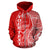 Guam Polynesian Custom Zip up Hoodie Coconut Red White - Polynesian Pride