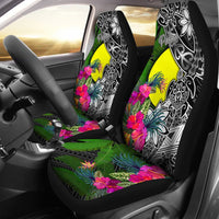 Palau Car Seat Covers - Turtle Plumeria Banana Leaf Universal Fit Black - Polynesian Pride