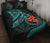 Hawaiian Polynesian Quilt Bed Set - Turquoise Kanaka Maoli & Manta Ray Turtle Tentacle Blue - Polynesian Pride