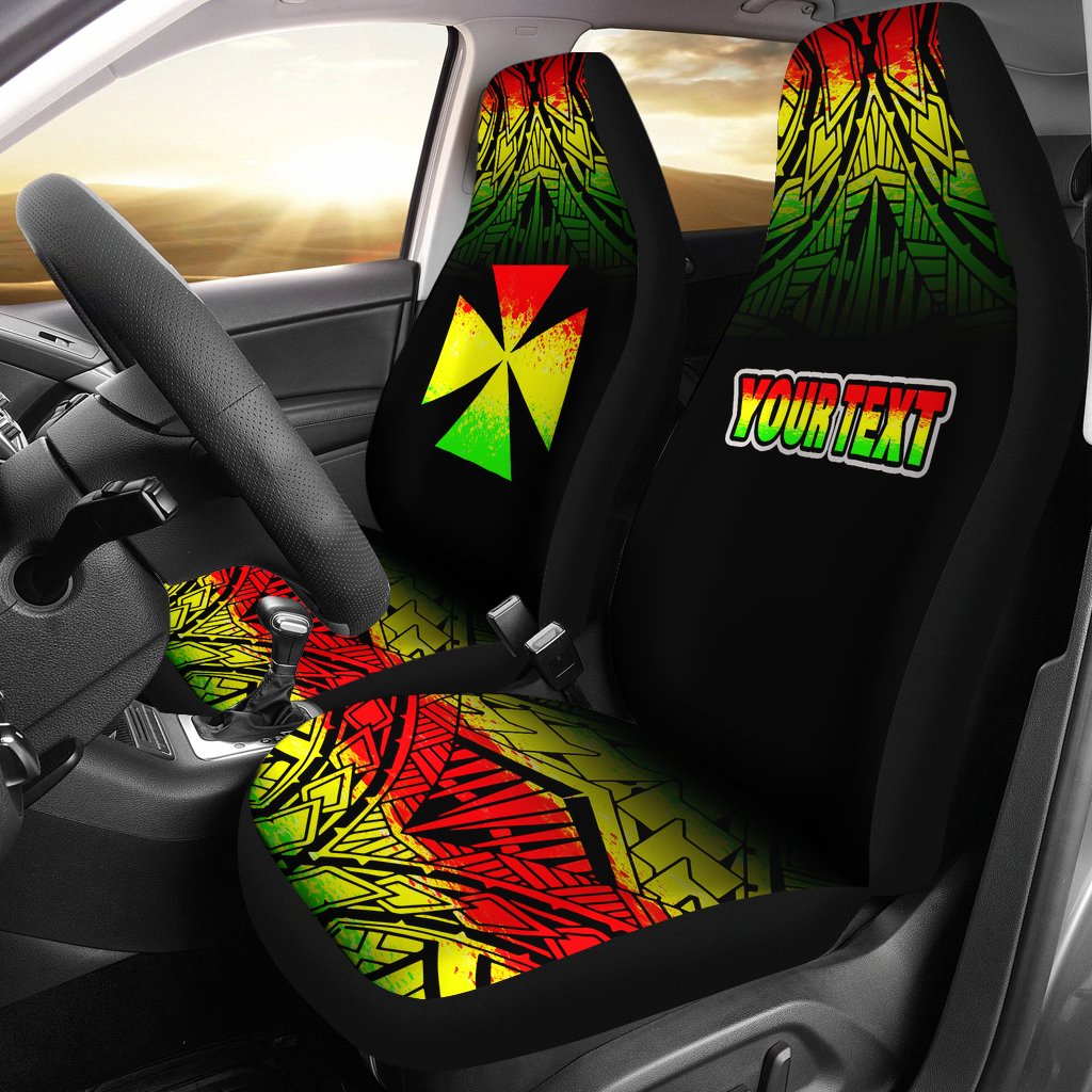 Wallis And Futuna Custom Personalised Car Seat Covers - Wallis And Futuna Coat Of Arms Fog Reggae Style Universal Fit Reggae - Polynesian Pride