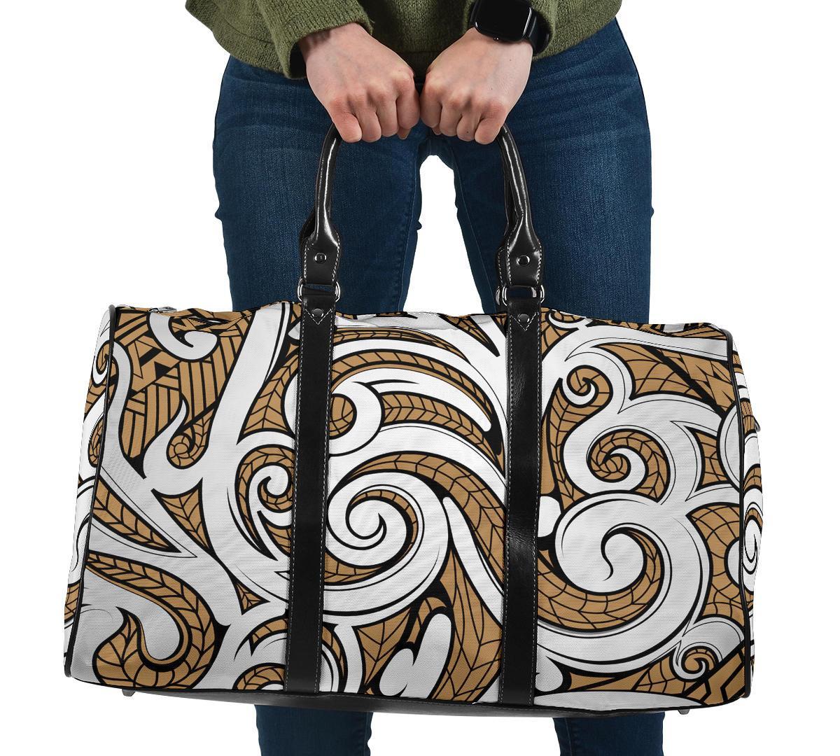 Polynesian Maori Ethnic Ornament Gold Hawaii Travel Bag Travel Bag One size Gold - Polynesian Pride