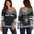 Niue Polynesian Chief Custom Personalised Women's Off Shoulder Sweater - Black Version Black - Polynesian Pride