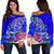 Tahiti Custom Personalised Women's Off Shoulder Sweater - Turtle Plumeria (Blue) Blue - Polynesian Pride