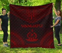 Vanuatu Premium Quilt - Vanuatu Coat Of Arms Polynesian Chief Red Version Red - Polynesian Pride