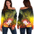 Kosrae Custom Personalised Women's Off Shoulder Sweater - Humpback Whale with Tropical Flowers (Yellow) Yellow - Polynesian Pride