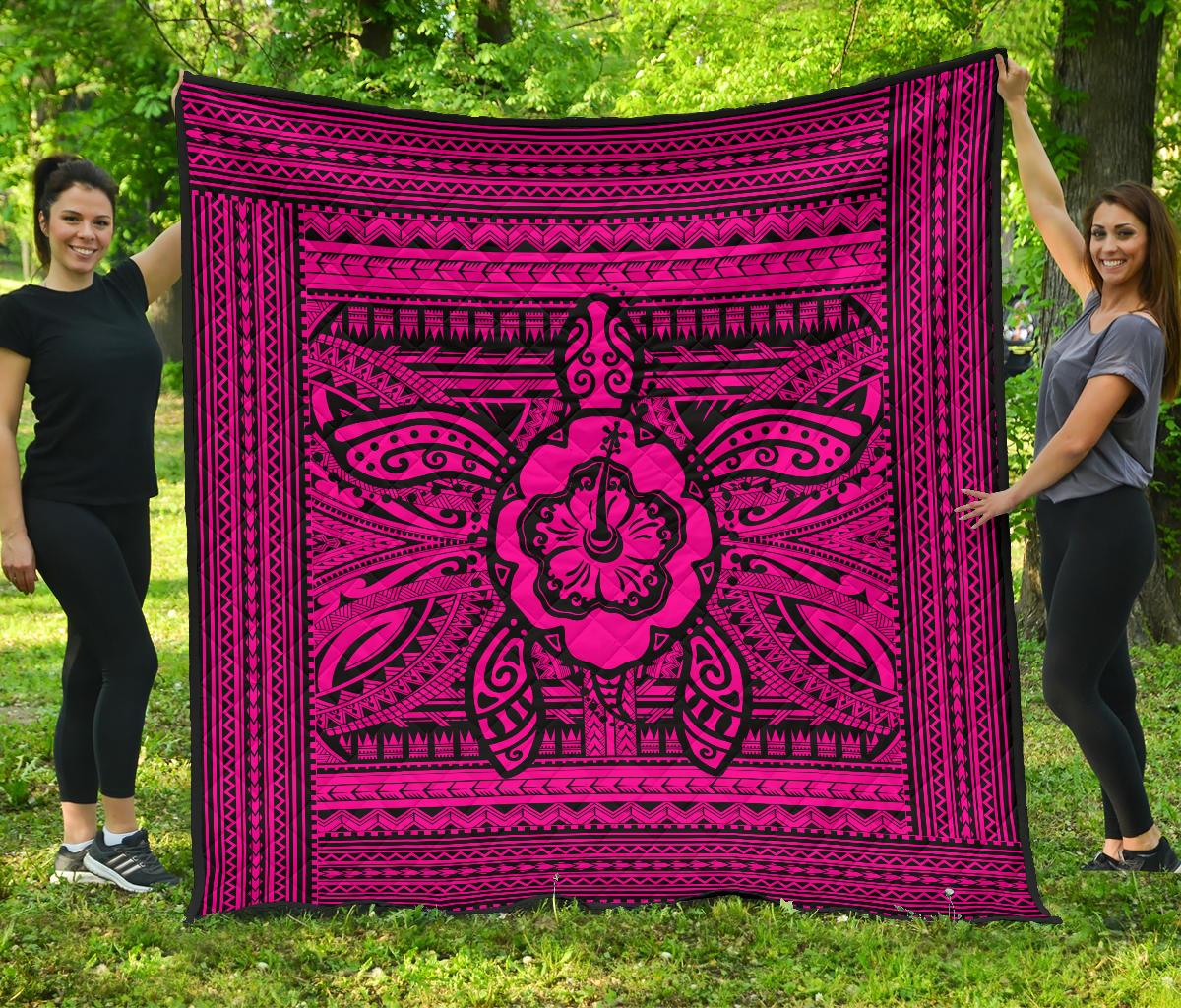 Hawaii Polyensian Turtle Premium Quilt Pink Pink - Polynesian Pride