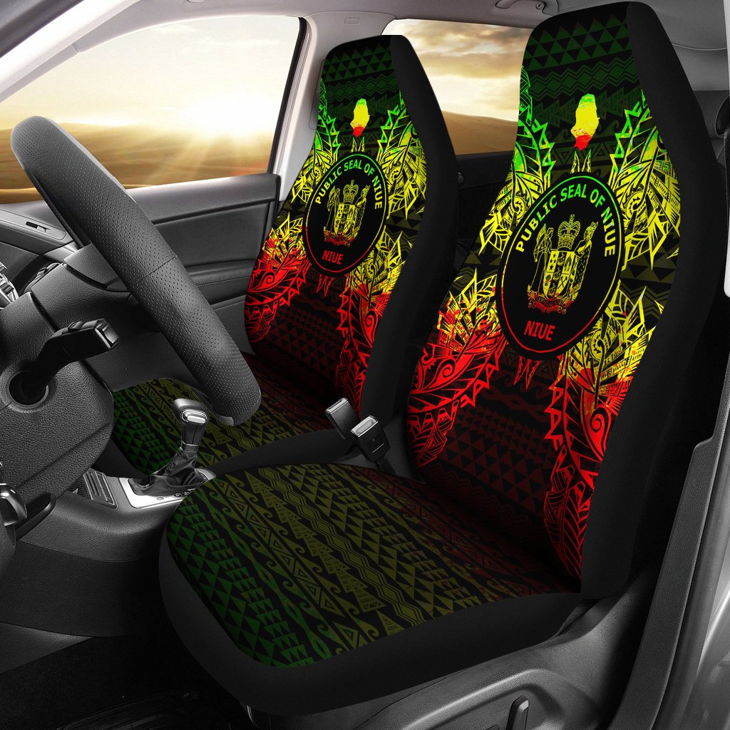 Niue Polynesia Car Seat Cover Map Reggae Universal Fit Reggae - Polynesian Pride