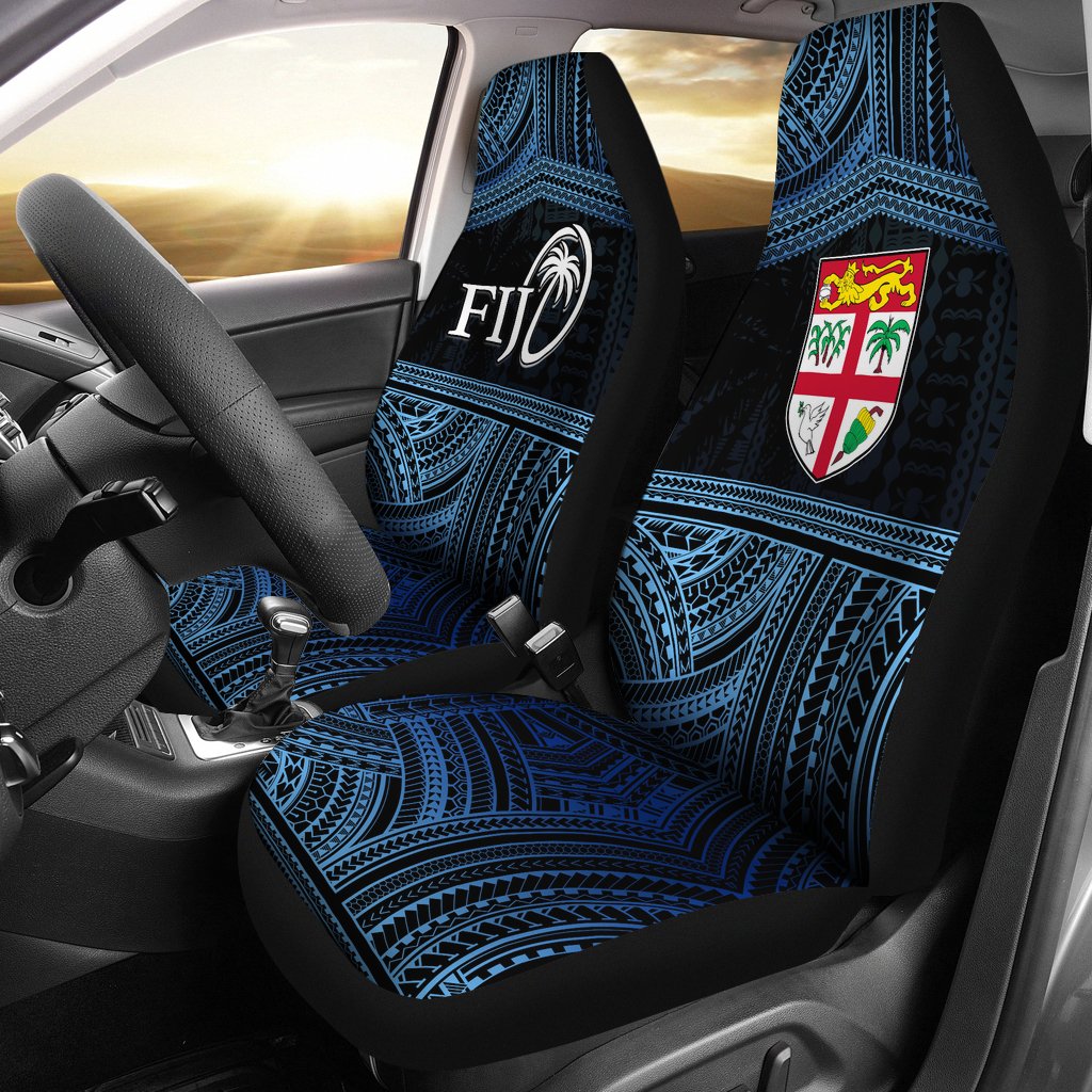Fiji Rugby Polynesian Patterns Car Seat Covers Blue - Polynesian Pride