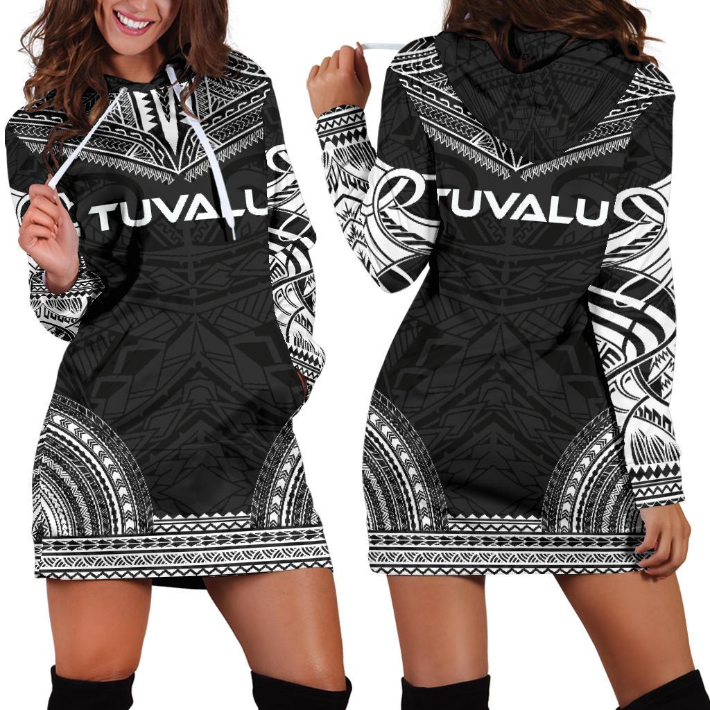 Tuvalu Women's Hoodie Dress - Polynesian Black Chief Black - Polynesian Pride