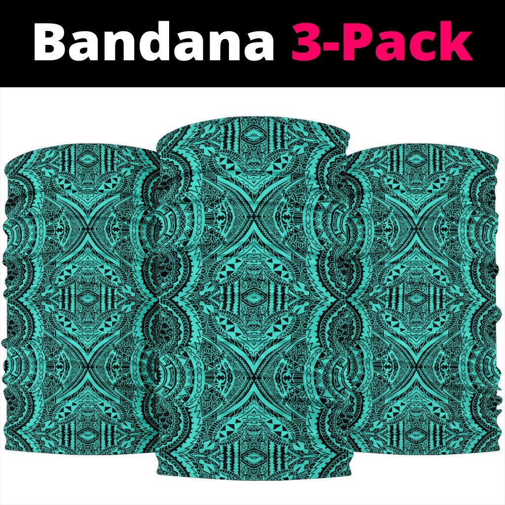 Polynesian Symmetry Turquoise Bandana 3 - Pack - Polynesian Pride