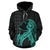 Polynesian Kakau Hula Girl Turtle Hibiscus Hawaii Hoodie Turquoise - Polynesian Pride