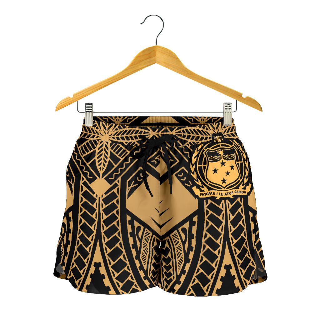 Samoa Polynesian Women's Shorts - Samoa Gold Seal with Polynesian Tattoo - Polynesian Pride