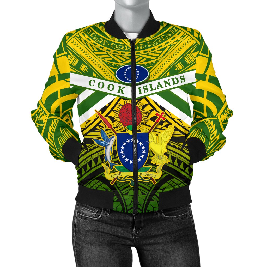 Cook Islands Rugby Women Bomber Jacket Spirit Green - Polynesian Pride