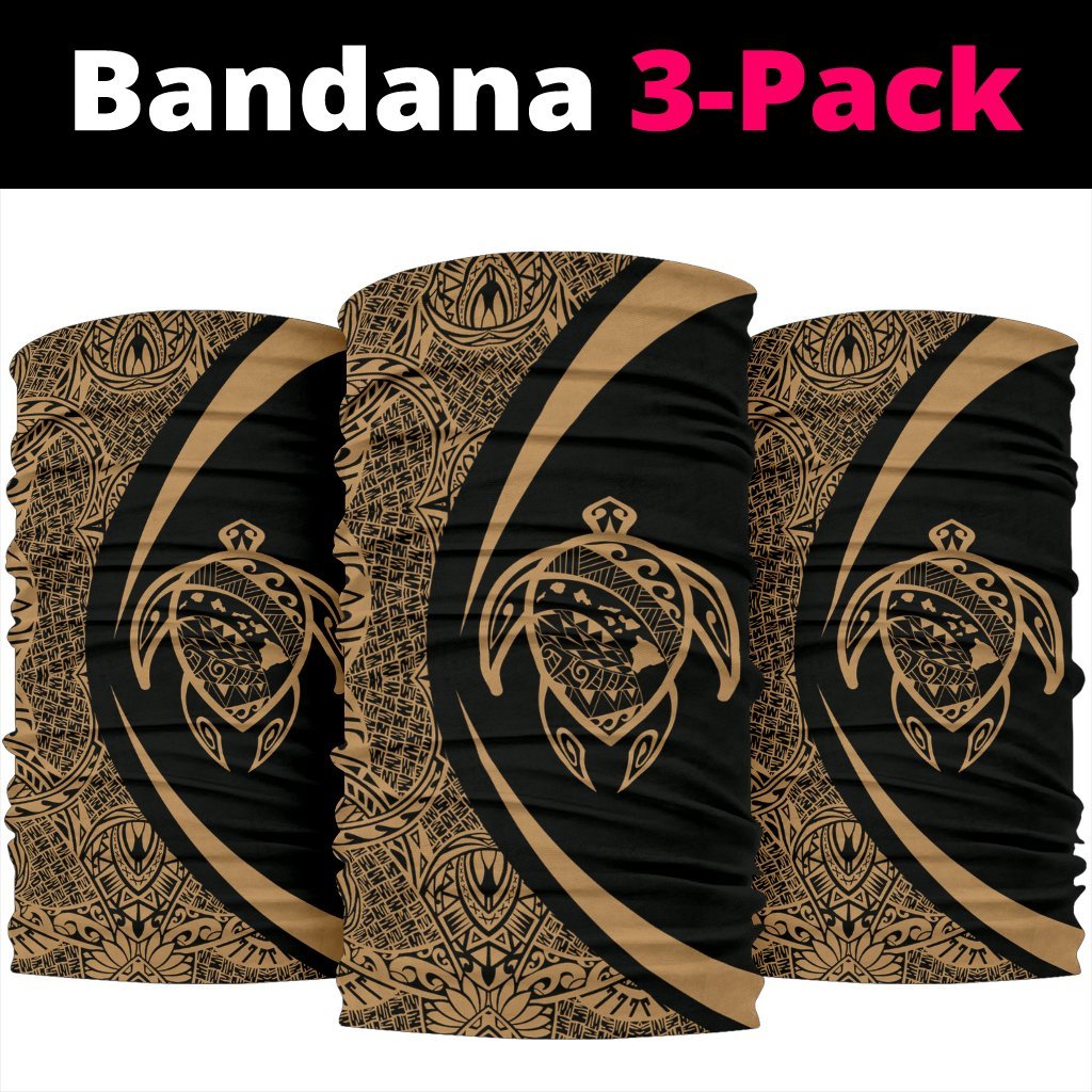 Hawaiian Bandana Turtle Map Polynesian Bandana 3-Pack - Circle Style Gold - Polynesian Pride